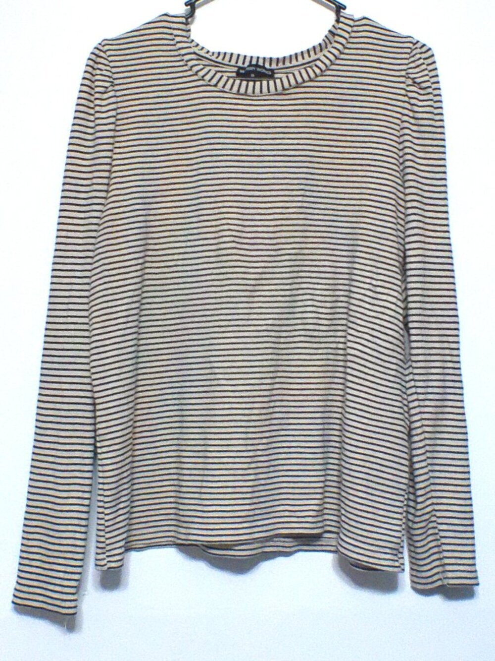Modern Works Top Women’s XL Black White Stripe Long Sleeve Stretch Casual Tee